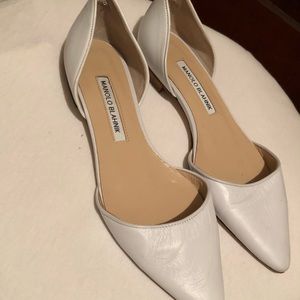 Manolo Blahnik White D’Orsay Pointed Toe Flats